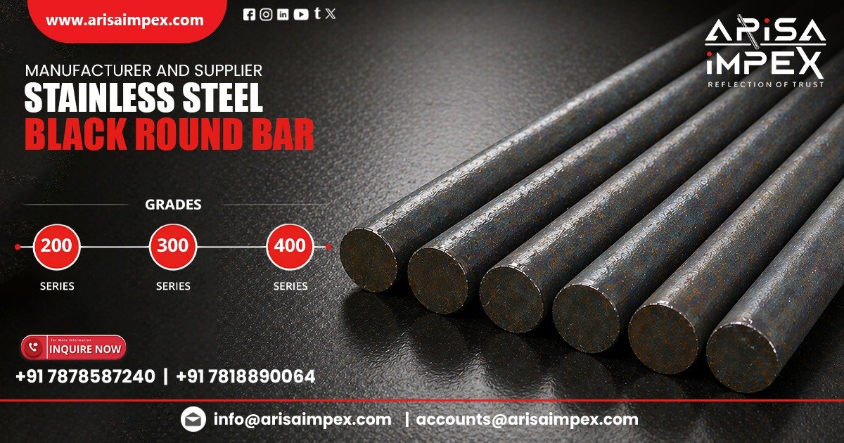 Industrial stainless steel black round bars from a leading supplier in Kolkata.
